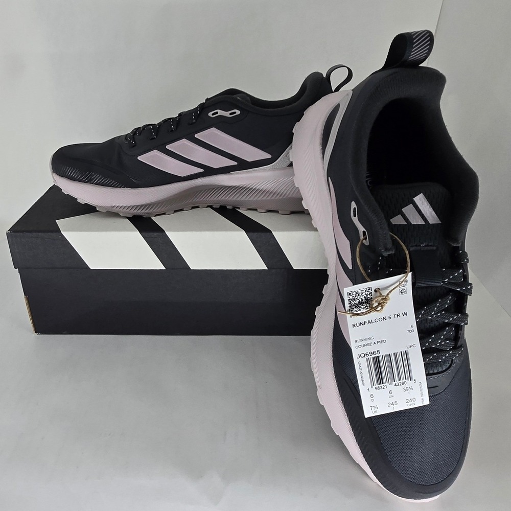 Adidas Runfalcon 5 TR W Women 7.5 Trail Running Shoes Black Orchid JQ6965 NEW